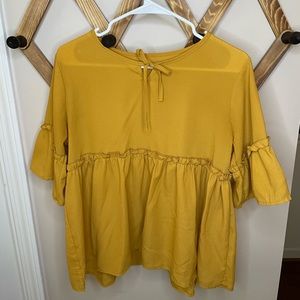 SHEIN Mustard Yellow Blouse with Bow